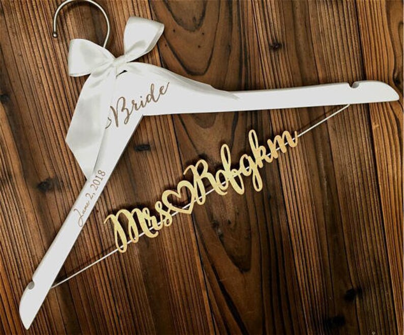 Bridal Shower Gift Wedding Hanger Engraved With Date Etsy