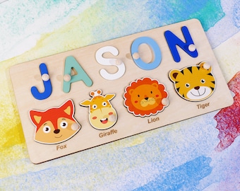 Personalized Baby Boy Gift, Educational Toys for 1 year Old Boy, Unique Baby Shower gifts for New Baby, Custom Name Puzzle for Kids Girl