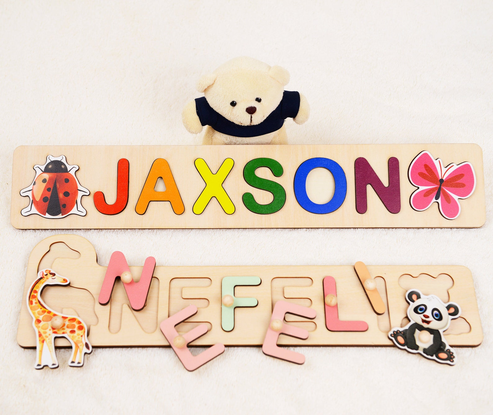 Name Puzzle With Pegs for Toddlers Baby Puzzle Name Easter Etsy