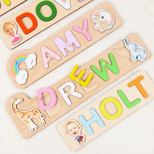 Personalized Name Puzzle With Pegs for Toddlers, Wooden Montessori Toys for Child, Baby Shower Gift, Custom 1st Birthday Gift Baby Girl Boy