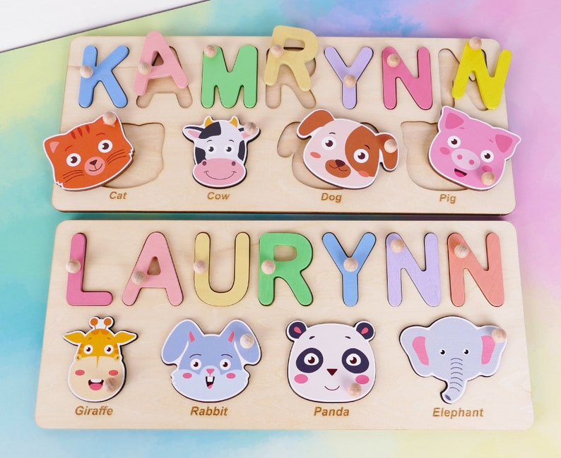 Custom Wooden Name Puzzle for Toddlers Personalized Puzzle Piece Names Handmade Toy Gifts Baby Keepsake Best Baby Gift BP063-AP723 image 2