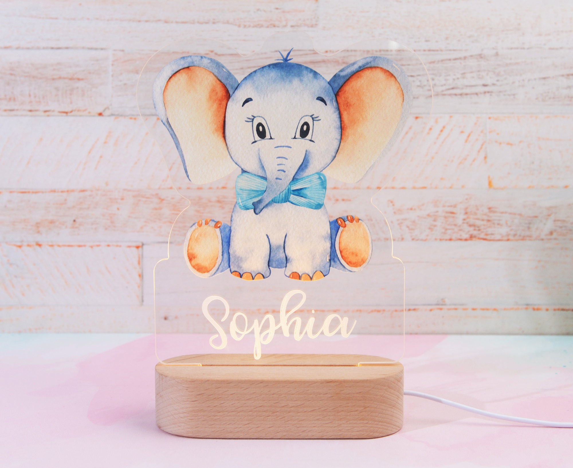 ALBK Luz nocturna personalizada para niños – Luz de noche de elefante LED  personalizada o lámpara de lactancia materna, regalos personalizados para  la