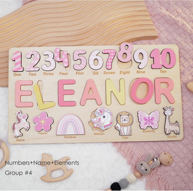 Personalized Wooden Name Puzzle – Custom Toddler Name Toy With Numbers ...