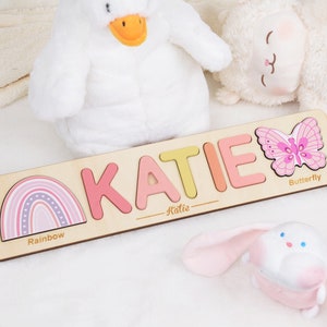 Casse-tête nominatif personnalisé avec éléments, cadeaux de Pâques pour enfants, jouet enfant cadeau baby shower fille, cadeaux personnalisés pour tout-petits, cadeau premier anniversaire garçon image 6