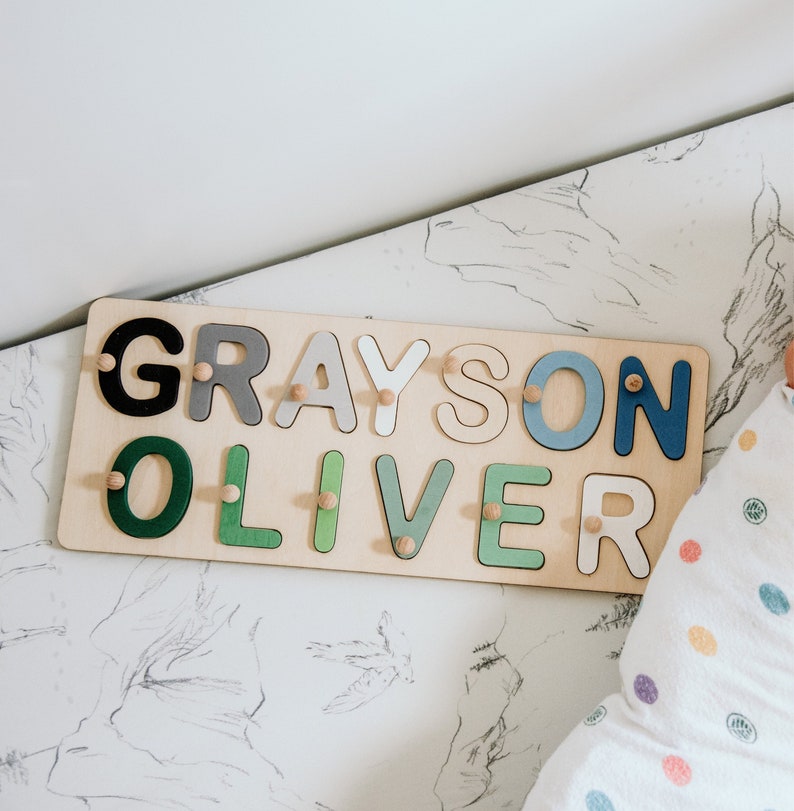 Custom Wooden Name Puzzle for Toddlers Personalized Puzzle Piece Names Handmade Toy Gifts Baby Keepsake Best Baby Gift BP063-AP723 image 4