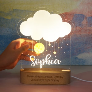 Kid Night Light with Custom Name, Nursery Room Night Light, Personalized Table Lamp, Nursery Light, Customized Toddler Gift, Nursery Decor T010 Moon