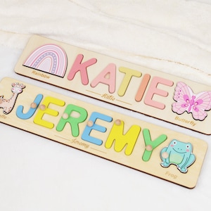 Personalisiertes Namenspuzzle für Kleinkind, personalisiertes Baby-Geschenk, 1-jähriges Mädchen-Geschenk, personalisiertes Montessori-Spielzeug, Ostern-Korb-Stuffer-Geschenk