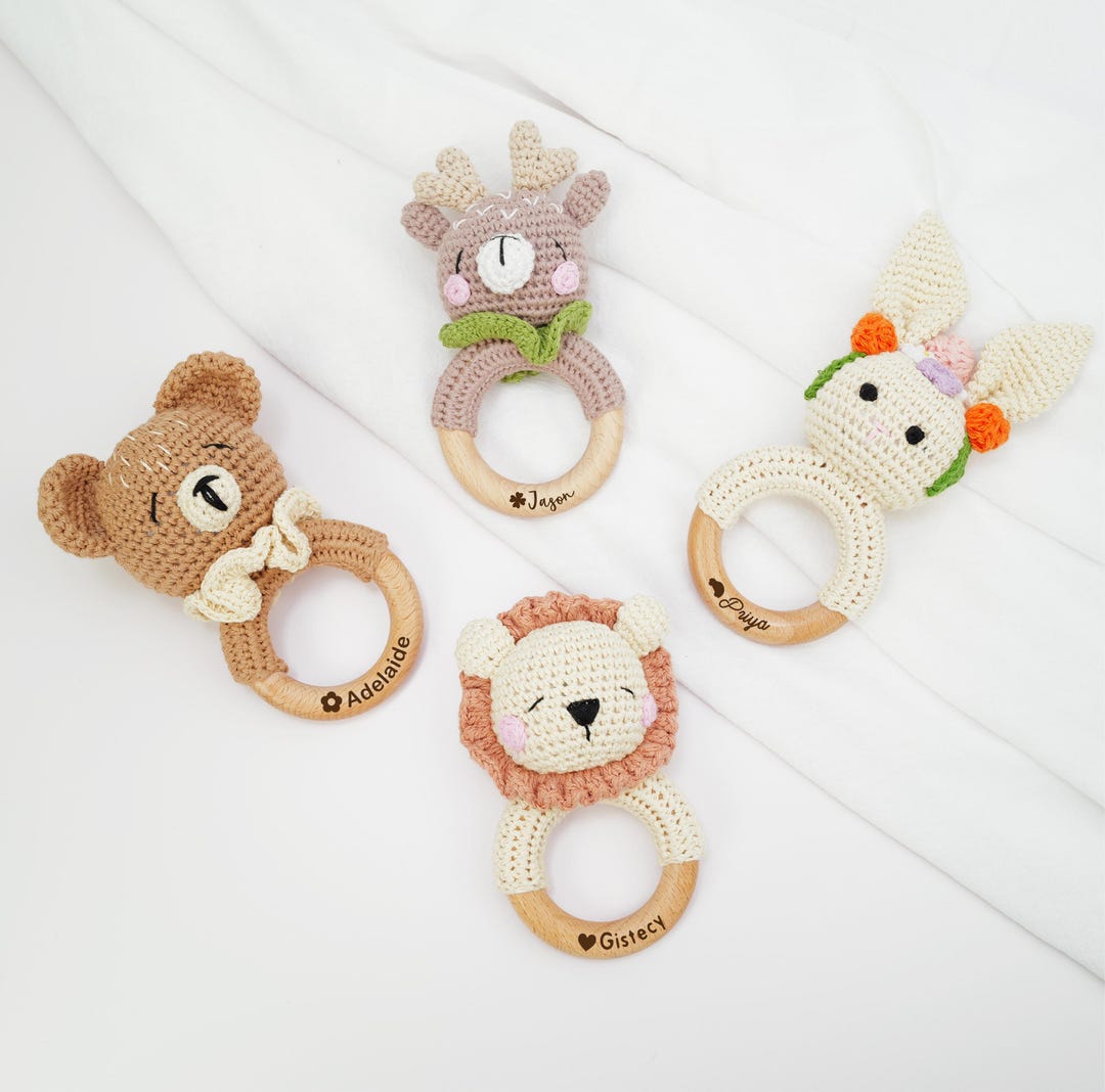 Personalized Crochet Baby Rattle for Girls, Baby Boy Accessories ...