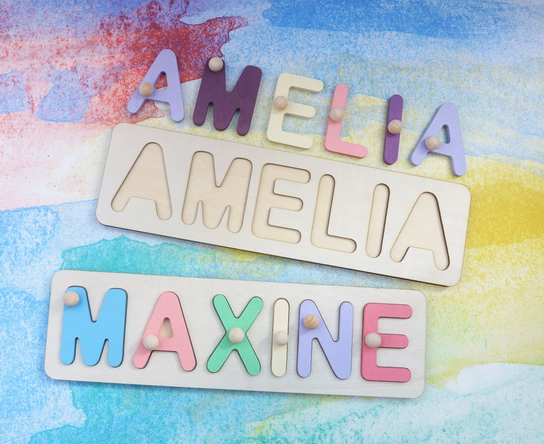 1 Year Old Girl Gift, One Year Old Boy Gift, Kid Name Puzzle for Toddler, Gift for 2 Year Old Girl, Personalized Baby Toddler Gift BP63MA122 Only name