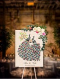 Personalized Wedding Guest Book Alternative - Peacock Theme - Thumbprint Signatures - Unique Wedding Keepsake, Unforgettable Wedding Gift product logo