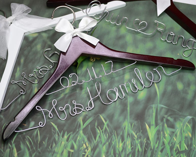 Wedding Bridal Shower Gift for Mother of the Bride Personalized Wedding Hanger Custom Bridal Hanger Bridesmaid Dress Hanger| 2mm Font E