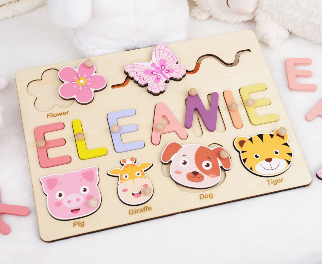 Personalized Baby Busy Board Name Puzzle Montessori Toy Birthday or
