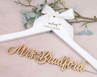 Custom Wedding Hanger - Personalized Bride's Last Name - Laser Engraved - Perfect Gift for Bride, Groom, Bridal Shower, Engagement