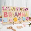 Algebraic Wooden Name Puzzle, Preschool Puzzle Toys for Girls, Personalized Name and Number Puzzle, Educational Puzzle for Learning Shapes product logo