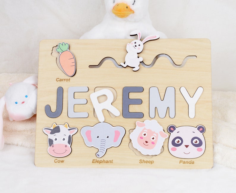 Personalized Baby Busy Board Name Puzzle | Montessori Toy | Birthday or Christmas Gift for Toddlers, Custom Name Puzzle for Baby Girl or Boy image 4