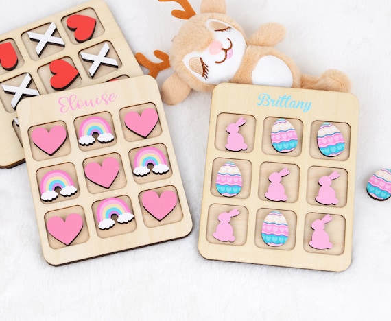 Personalized Tic Tac Toe St Patricks Day Gifts for Kids, St Pattys Day, Wooden Kids Game, Personalized Gift for Children, Custom Travel Game