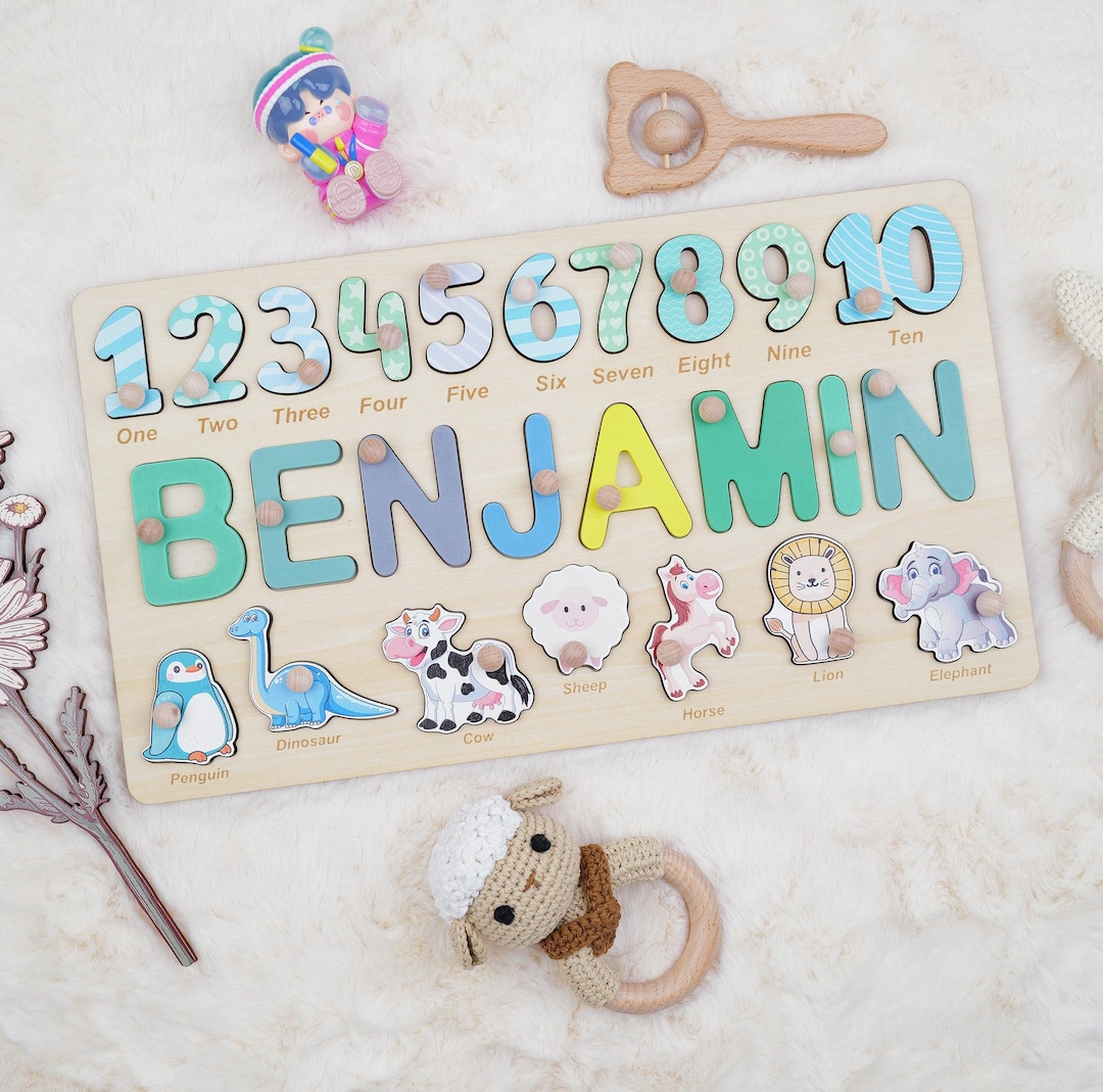 Personalized Wooden Name Puzzle – Custom Toddler Name Toy With Numbers ...