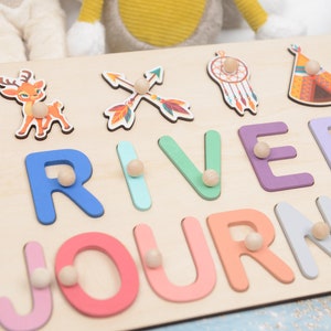 Tränamnpussel med pinnar, Anpassat babypusselnamn, Personlig present till pojke på 2-årsdagen, Babyshower-present till systerdotter eller brorson bild 7