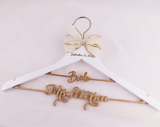 Wedding Dress Hanger, Personalized Wedding Hanger, Bridal Hanger, Future Mrs Hanger, Custom Hanger with Date Engraved Bridal Shower Gift