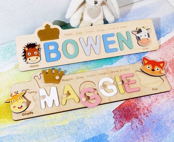 Personalized Name Puzzle With Animals, Baby Girl Gift 1 Year Old, Toy for  Toddlers, Gift for Kids Boy With Name, Gift for Granddaughter 