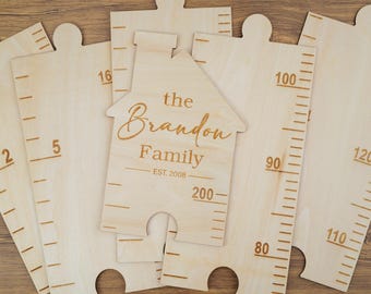 Wooden Height Chart, Custom Nursery Wall Decor, Personalized Family Growth Chart, Kids Monthly Milestone Growth Tracker, Child Height Ruler