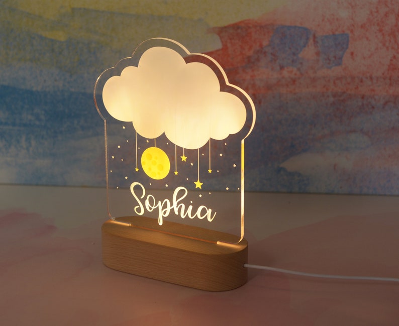 Lampe de nuit pour enfants avec nom personnalisé, Veilleuse de chambre de chambre de bébé, Lampe de table personnalisée, Lampe de chambre denfant, Cadeau personnalisé pour tout-petits, Décor de chambre denfant image 4