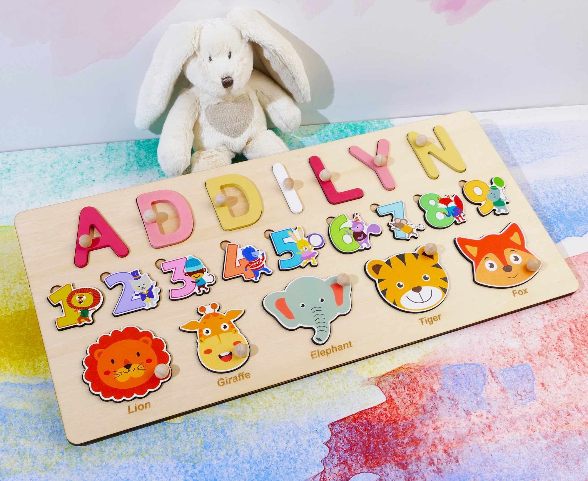 Custom Name Puzzle With Numbers and Animals Personalized Kids Etsy UK