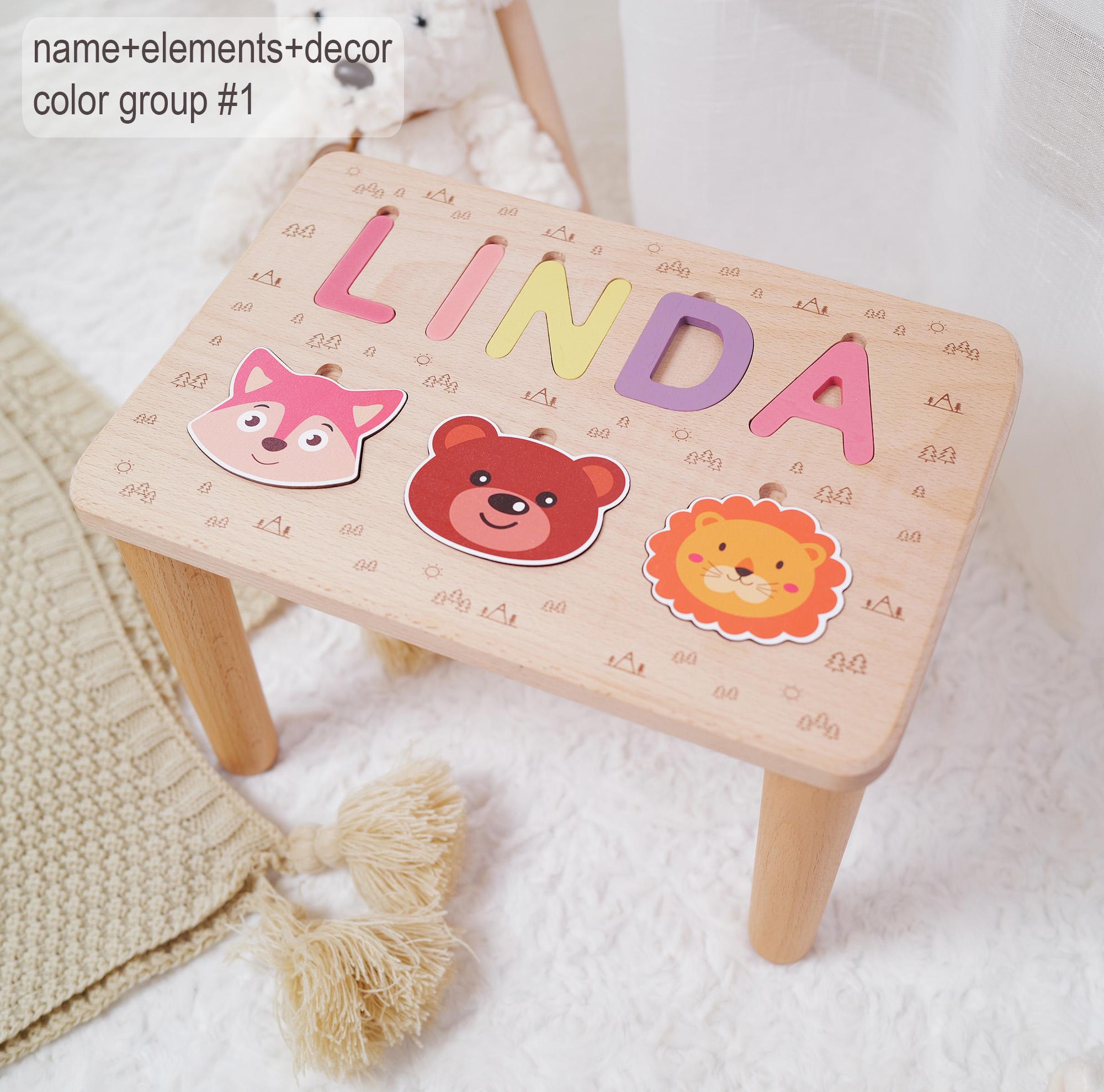 Personalized Wooden Name Puzzle Step Stool: Educational Toddler Gift ...