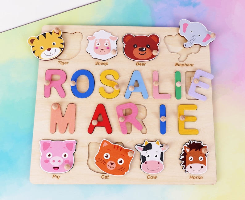 Custom Wooden Name Puzzle for Toddlers Personalized Puzzle Piece Names Handmade Toy Gifts Baby Keepsake Best Baby Gift BP063-AP723 image 6