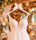 Rustic Wedding Hanger with Custom Bride Name & Date Engraved, Bridal Shower Gift, Wood Name Bridal Hanger, Wedding Gift for Bride and Groom product logo