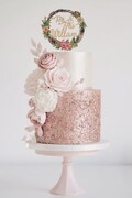 Personalized Boho Garden Wedding Cake Topper with Watercolor Floral Wreath - Mr & Mrs Rustic Outdoor Decor product logo