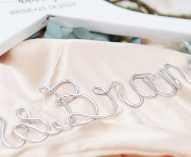 Personalized Hanger with Wire Name and Bow, Bridal Shower Gift for Bride, Personalized Bridal Hanger, Mrs Hanger, Bride Hanger, Wedding Gift image 8