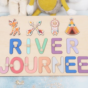 Tränamnpussel med pinnar, Anpassat babypusselnamn, Personlig present till pojke på 2-årsdagen, Babyshower-present till systerdotter eller brorson bild 4
