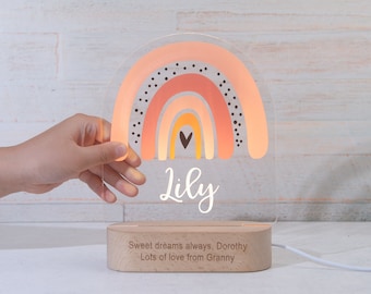 Rainbow LED Wall Light Nursery Children/'s Decor Accessory Personalized Wooden Gift Toddler/'s Bedroom