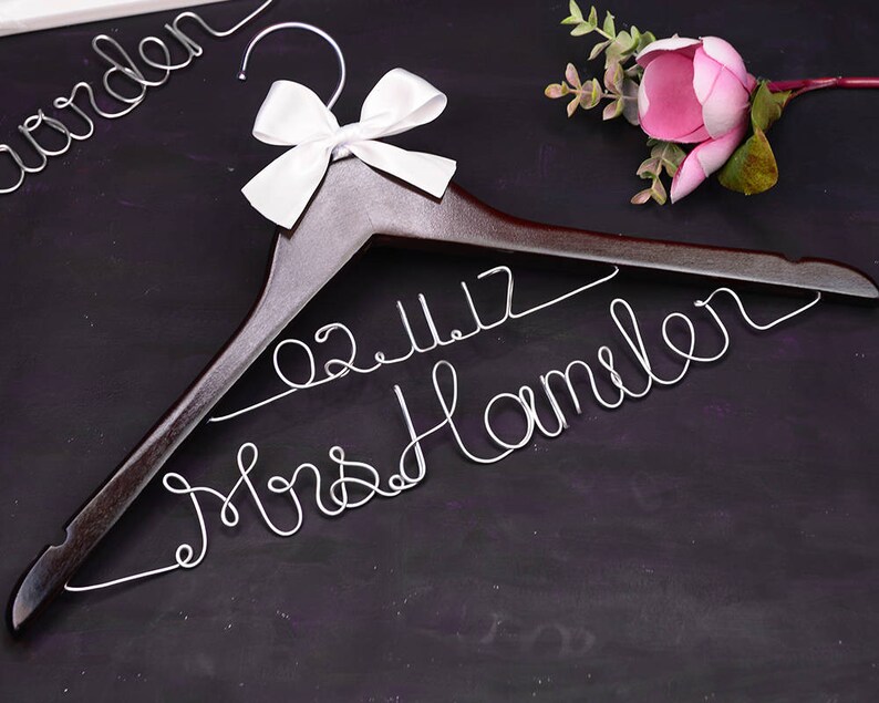 Wedding Bridal Shower Gift for Mother of the Bride Personalized Wedding Hanger Custom Bridal Hanger Bridesmaid Dress Hanger| 2mm Font E