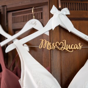 Wedding Hanger Engraved with Date Bridal Shower Gift Mrs Hanger Bride Hanger Laser Cut Gift for Her Wedding Shower Gift for Bride image 7