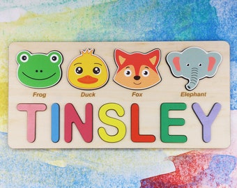 Personalized Wooden Name Puzzle for Kids, Newborn  Baby Shower Gifts, 2 Year Old Boys Toys, Kids Girl Birthday Present, Christmas Gift Idea