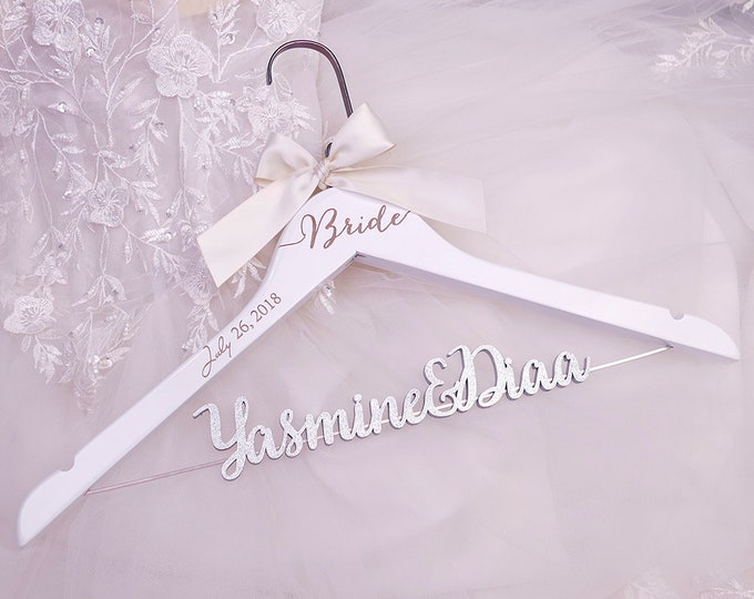 Bridal Shower Gift | Wedding Hanger Engraved with Date | Custom Bridal Hanger Laser Cut | Gift for Her | Wedding Shower Gift for Bride MG003