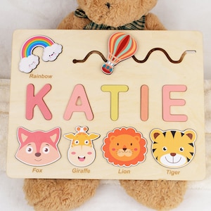 Wooden Name Puzzle, Custom Busy Board Puzzle, Personalized Baby Boy Gift, Thanksgiving Gift, 3 Years Old Kids Montessori Toy, 3rd Birthday image 3