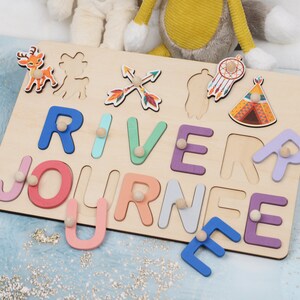 Tränamnpussel med pinnar, Anpassat babypusselnamn, Personlig present till pojke på 2-årsdagen, Babyshower-present till systerdotter eller brorson bild 6