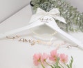 Personalized Wedding Hanger with Stainless Steel Name, Laser Cut, Flower Decoration - Engraved Title & Wedding Date - Perfect Bridal Gift product logo