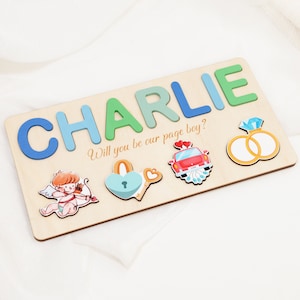 Puzzle personalizzato per proposta del paggio, Chiedi regalo al paggio, regalo personalizzato per la damigella di fiori, Puzzle del portatore dell'anello, regalo del paggio per la festa di nozze