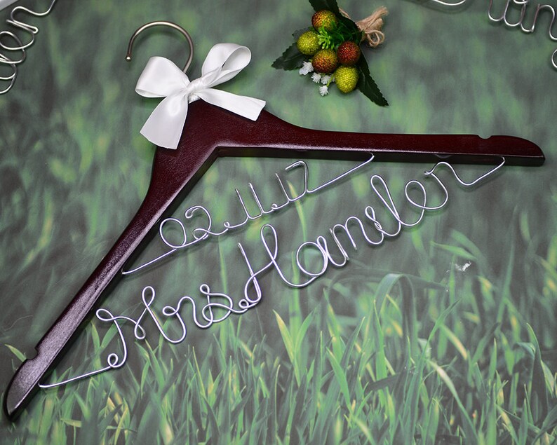 Wedding Bridal Shower Gift for Mother of the Bride Personalized Wedding Hanger Custom Bridal Hanger Bridesmaid Dress Hanger| 2mm Font E
