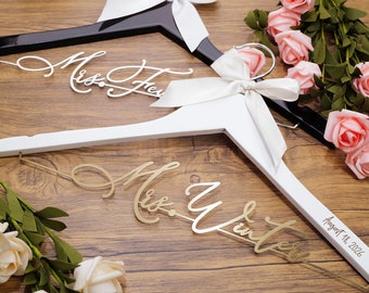 Personalized Bridal Hanger for Wedding Dress, Rustic Mrs Hanger