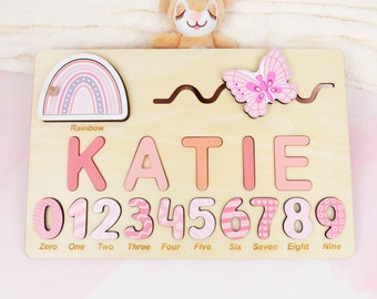 Personalized Baby Girl Gift, Wooden Name Puzzle, Montessori Toy for Toddlers, Busy Name Puzzle Baby Gift, Easter Gift, Custom Busy Board