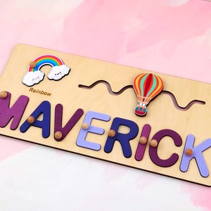Personalized Baby Busy Board Name Puzzle Montessori Toy Birthday or Christmas Gift for Toddlers, Custom Name Puzzle for Baby Girl or Boy Top Elements+Name