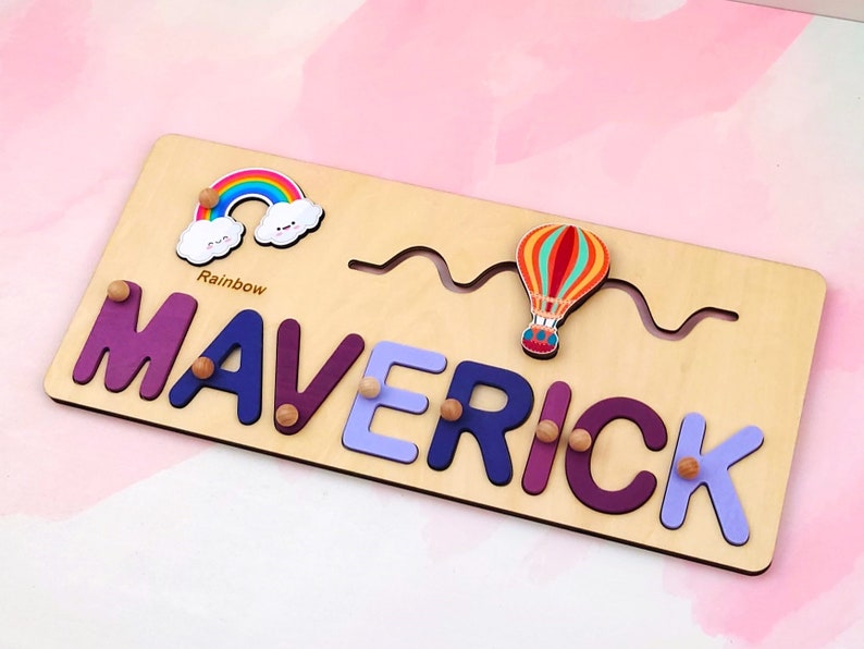 Personalized Baby Busy Board Name Puzzle | Montessori Toy | Birthday or Christmas Gift for Toddlers, Custom Name Puzzle for Baby Girl or Boy Top Elements+Name