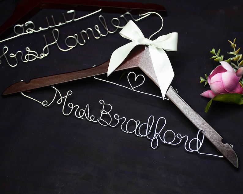 Wedding Bridal Shower Gift for Mother of the Bride Personalized Wedding Hanger Custom Bridal Hanger Bridesmaid Dress Hanger| 2mm Font E