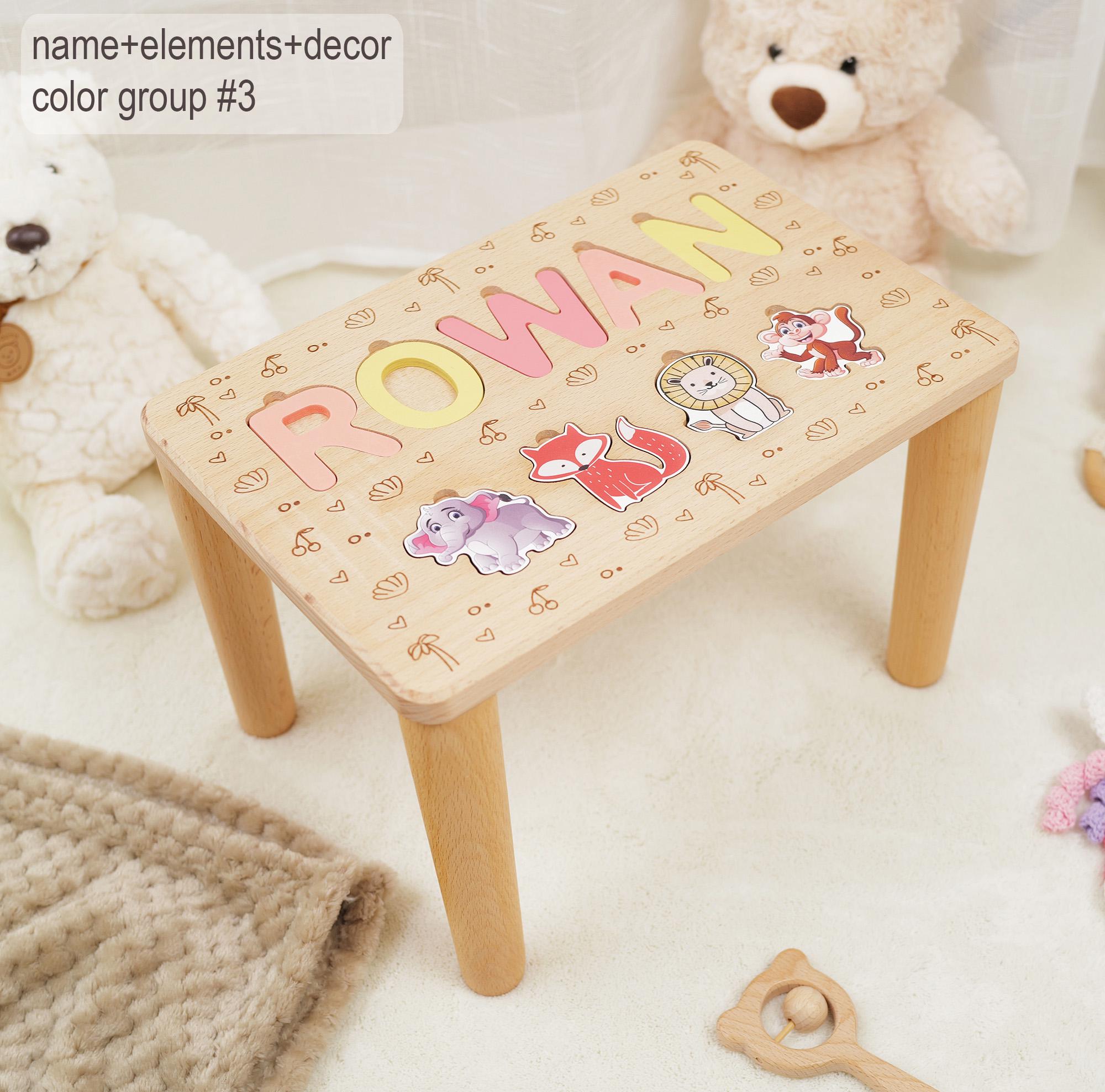 Personalized Wooden Name Puzzle Step Stool: Educational Toddler Gift ...