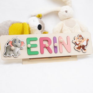 Custom Name Puzzle With Pegs, Personalized Baby Gift for 1st Birthday, Montessori Toy for Child,  Wooden Name Puzzle,  Unique Easter Present